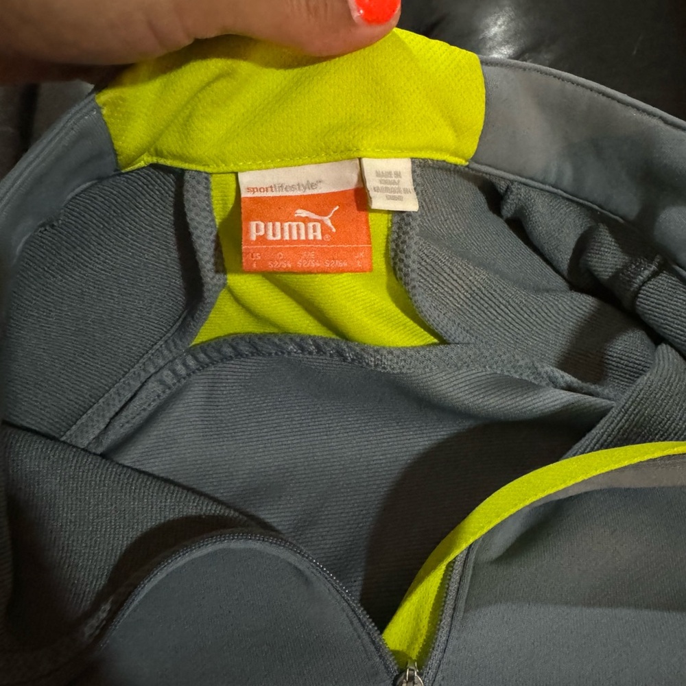 Puma Gray Men's Running Performance Jacket Size Large Long Sleeve Reflective - Picture 10 of 10